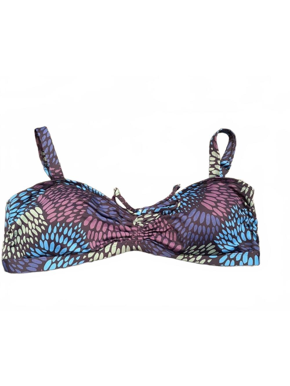 Gudrun Sjoden Multicolor Abstract Bikini Swim Top Size L Blue Purple Pattern